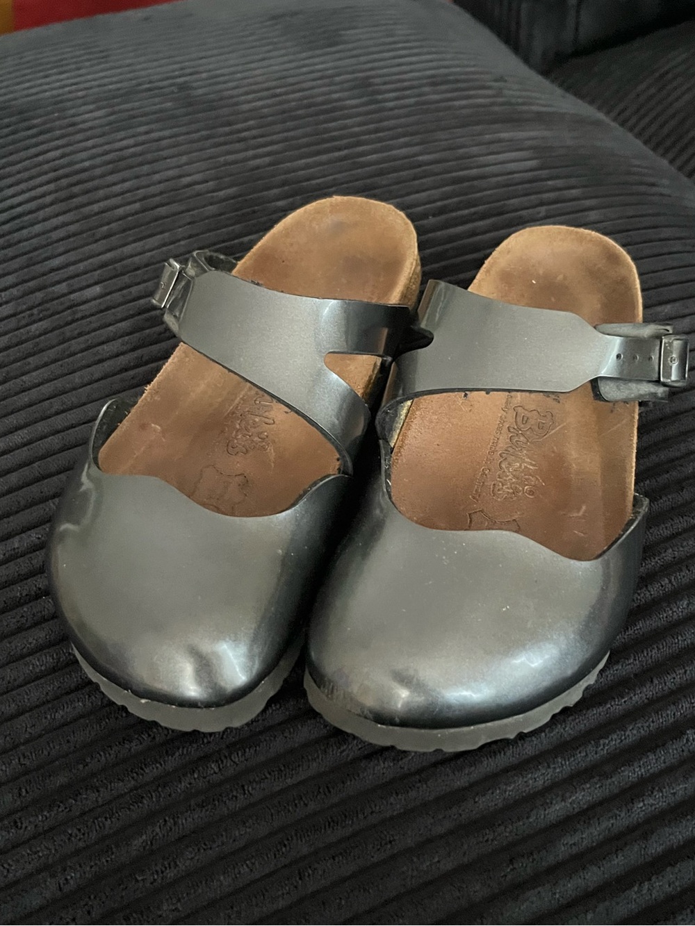 Birki s by Birkenstock Black Mary Jane Sandals with Adjustable Strap L5 rare